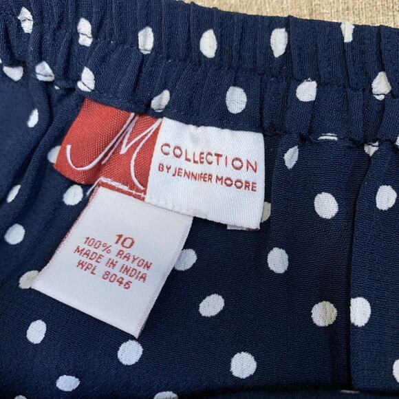 JM Collection Jennifer Moore Midi Skirt Polka Dot indigo harvest sun blue sz 10 - Picture 7 of 12